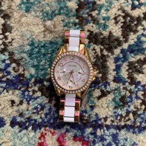 Fossil Rose Gold and White Watch